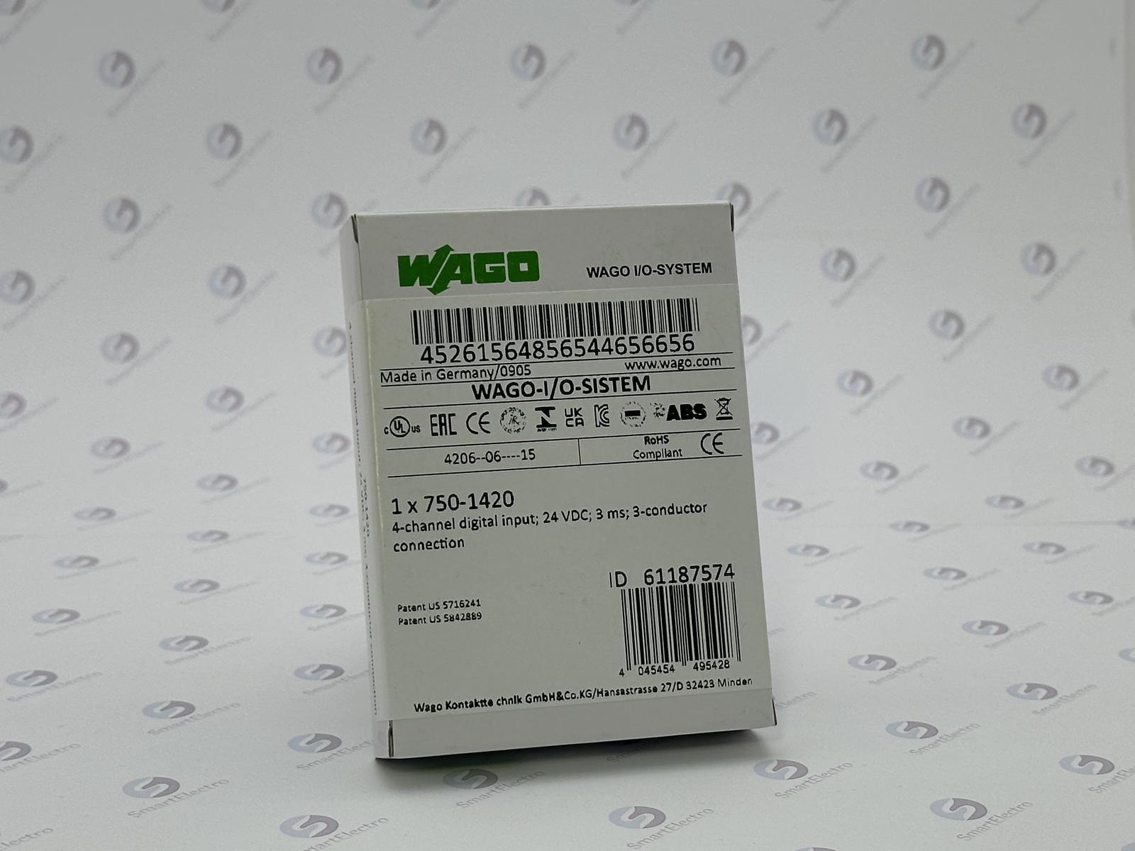 Wago 750-1420 (4-кан. модуль дискретного ввода, 24 V DC, 3,0 мс, 3-пр. включение)