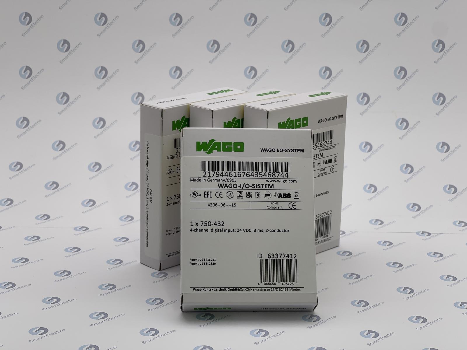 Wago 750-432 (4-канал. модуль дискретного ввода, 24 V DC, 3,0 мс, 2-пр. включение)
