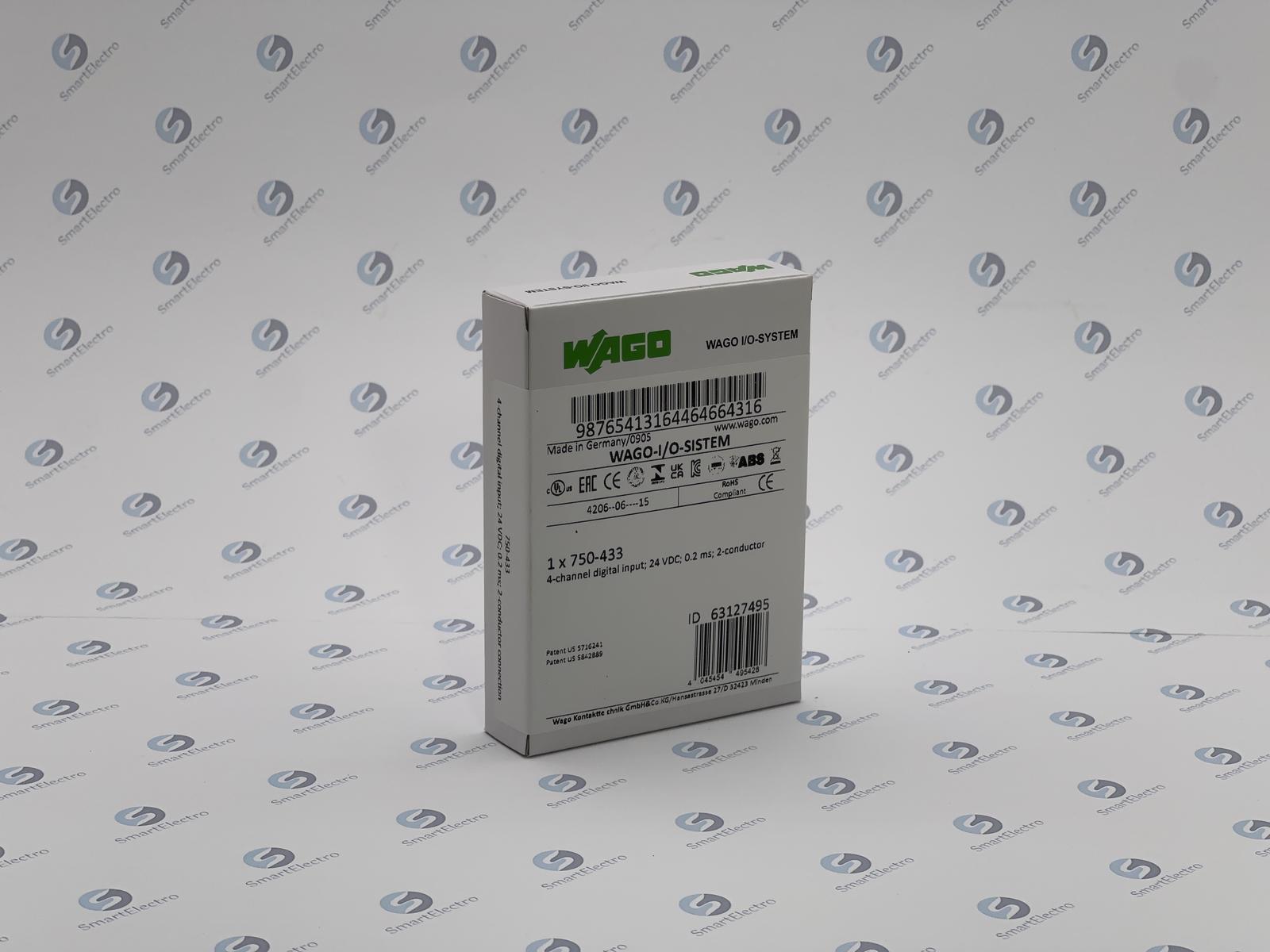 Wago 750-433 (4-канал. модуль дискретного ввода, 24 V DC, 0,2 мс, 2-пр. включение)