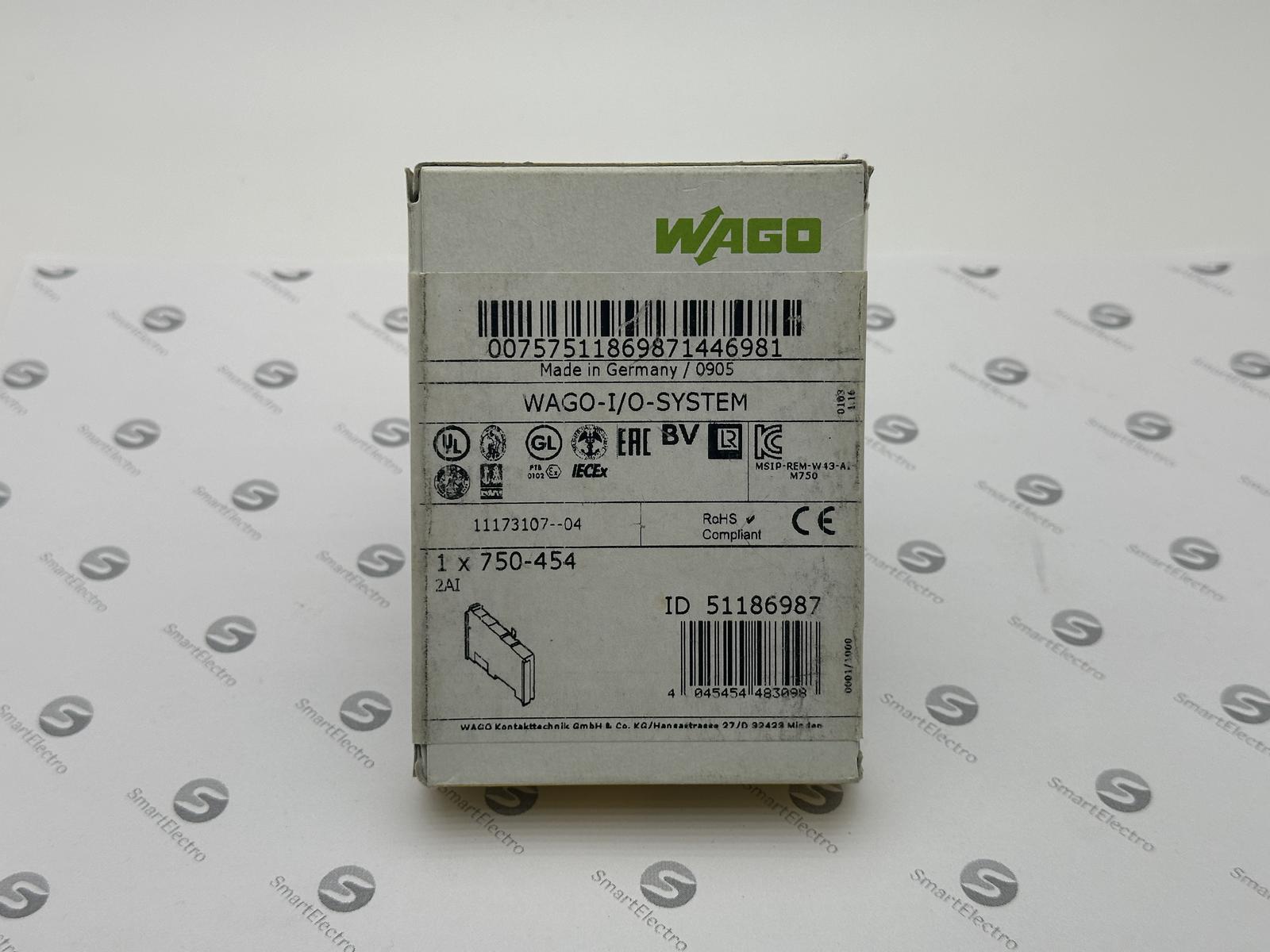 Wago 750-454 (2-канал. модуль аналогового ввода, 4-20-mA, диф.вход)