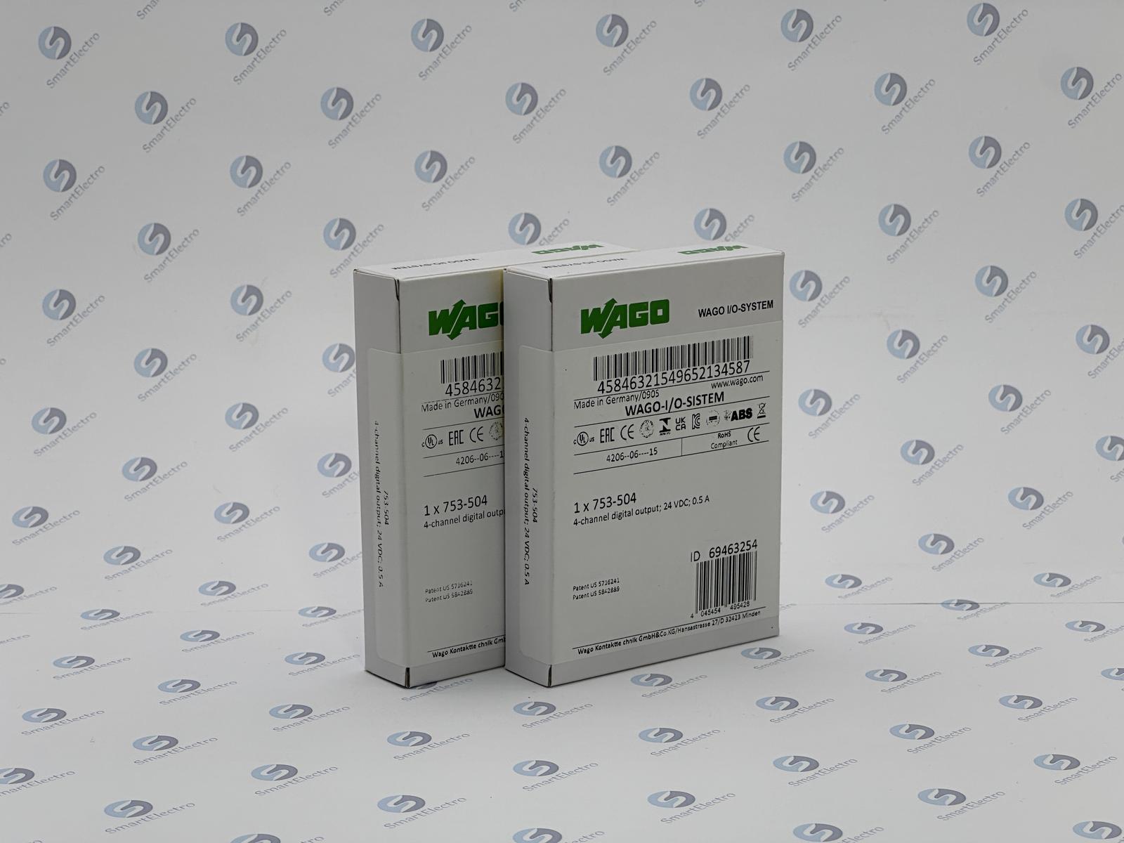 Wago 753-504 (4-канальный модуль дискретного вывода, 24VDC, 0.5A, выход типа PNP)